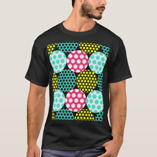 星と円、数々の色パタポップ・アートのーン。 Tシャツ (正面)