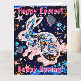星と卵を持つ空のうさぎ カード