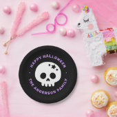 星と可愛いスカルブラックパープルハッピーハローウィン ペーパープレート (パーティー)