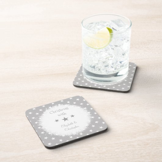 星と名前を持つクリスマスグレーと白 コースター (右側)