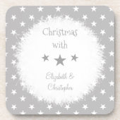 星と名前を持つクリスマスグレーと白 コースター (正面)