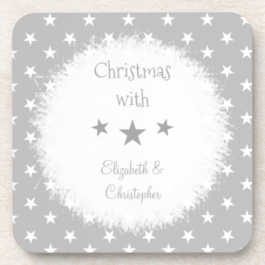 星と名前を持つクリスマスグレーと白 コースター (正面)