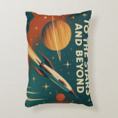 "星と向こうに"ヴィンテージ宇宙旅行 アクセントクッション (正面(垂直))