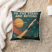 "星と向こうに"ヴィンテージ宇宙旅行 クッション (ブランケット)