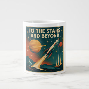 "星と向こうに"ヴィンテージ宇宙旅行 ジャンボコーヒーマグカップ