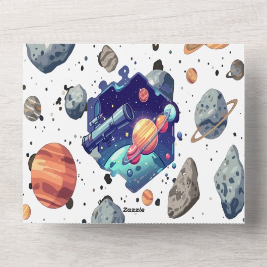 星と向こうの銀河系グリーティングカード オールインワン招待状 (正面)