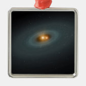 星と周囲の円盤のタイトなペア メタルオーナメント (正面)