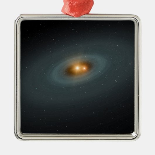 星と周囲の円盤のタイトなペア メタルオーナメント (正面)