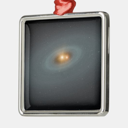 星と周囲の円盤のタイトなペア メタルオーナメント (左)