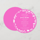 星と四角のバー バット ミッツヴァ ご招待 ピンク 招待状 (正面/裏面)