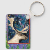 星と夜のクリスマスのトナカイ輝くア キーホルダー (裏面)