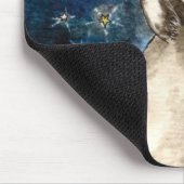 星と夜のクリスマスのトナカイ輝くア マウスパッド (コーナー)