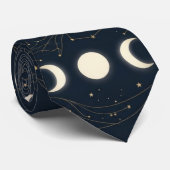 星と夜を添えたミニマリスト月相パターン ネクタイ (ロール)