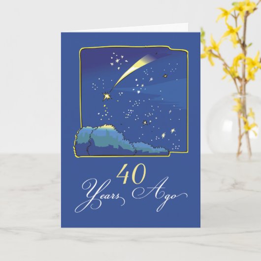 星と夜空で40周年 カード (黄色い花)