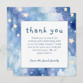 星と夜空の赤ちゃんシャワー青感謝していあなた 招待状 (正面/裏面)