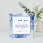 星と夜空の赤ちゃんシャワー青感謝していあなた 招待状 (スタンド正面)