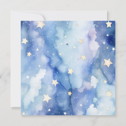 星と夜空の赤ちゃんシャワー青感謝していあなた 招待状 (裏面)