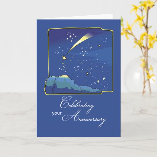 星と夜空を持つ縁日 カード (黄色い花)