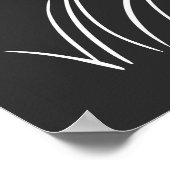 星と夢のような月に照らされたフラワーラインアート ポスター (角)