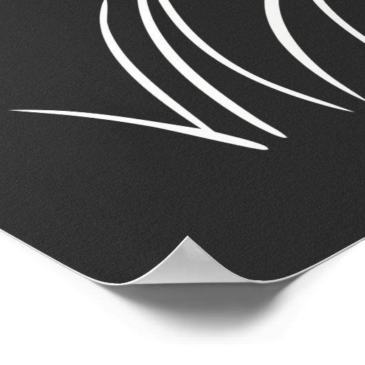 星と夢のような月に照らされたフラワーラインアート ポスター (角)