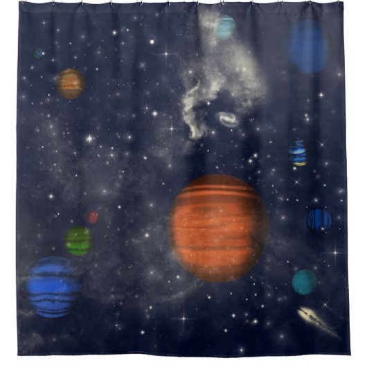 星と惑星が宇宙した銀河系 シャワーカーテン (正面)