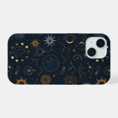 星と惑星のパターン iPhone 15ケース (裏面横)