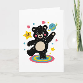 星と惑星を持つコズミックベア – かわいい宇宙 カード