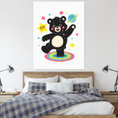 星と惑星を持つコズミックベア – かわいい宇宙 キャンバスプリント (インサイチュ (寝室))