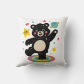 星と惑星を持つコズミックベア – かわいい宇宙 クッション (裏面)