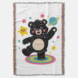 星と惑星を持つコズミックベア – かわいい宇宙 スローブランケット