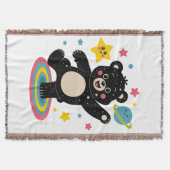 星と惑星を持つコズミックベア – かわいい宇宙 スローブランケット (正面)