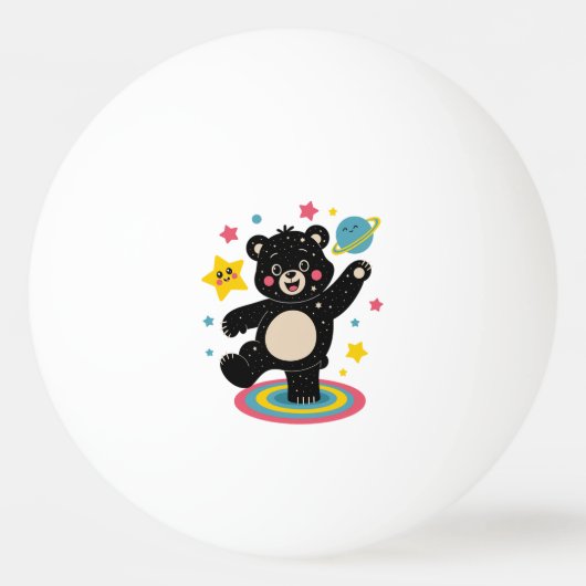 星と惑星を持つコズミックベア – かわいい宇宙 卓球ボール (正面)