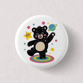 星と惑星を持つコズミックベア – かわいい宇宙 缶バッジ