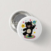 星と惑星を持つコズミックベア – かわいい宇宙 缶バッジ (正面&裏面)