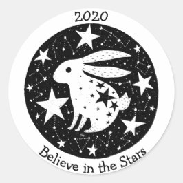 星と星座スターリーバニーラビットB/W ラウンドシール