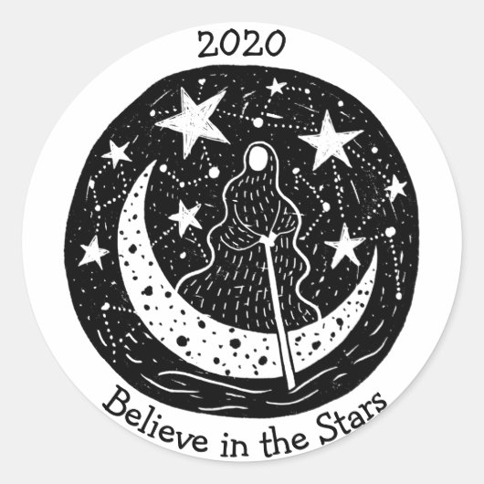 星と星座チャロンクロッシングリバーB/W ラウンドシール (正面)