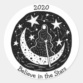 星と星座チャロンクロッシングリバーB/W ラウンドシール