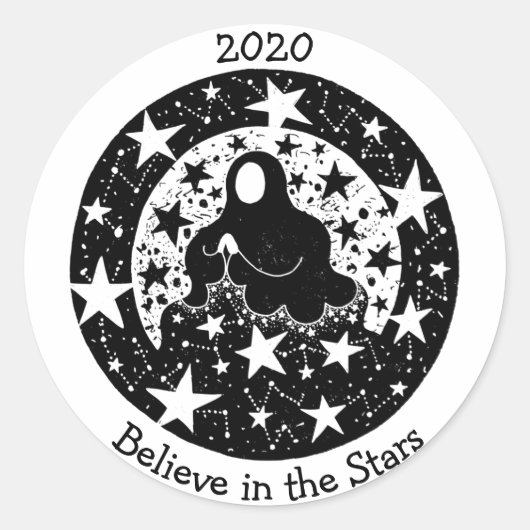 星と星座ドリームウィーバーB/W ラウンドシール (正面)