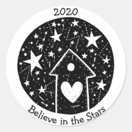 星と星座ホームホワイズハートはB/W ラウンドシール