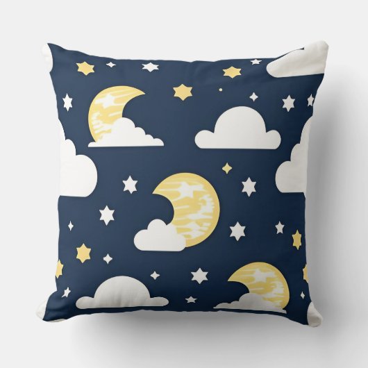 星と月と雲の夜空 クッション (正面)
