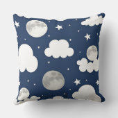 星と月と雲の夜空 クッション (裏面)