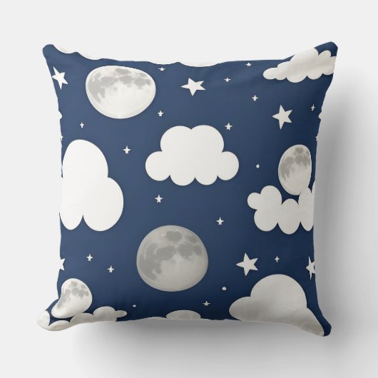星と月と雲の夜空 クッション (正面)