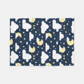 星と月と雲の夜空 フリースブランケット (正面(横))