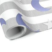 星と月のグレーと青 ラッピングペーパー (ロールコーナー)