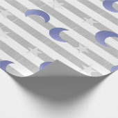 星と月のグレーと青 ラッピングペーパー (角)
