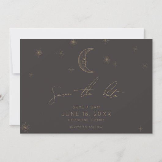 星と月のセレブレイション・フォト付きSave the Date セーブザデート (正面)