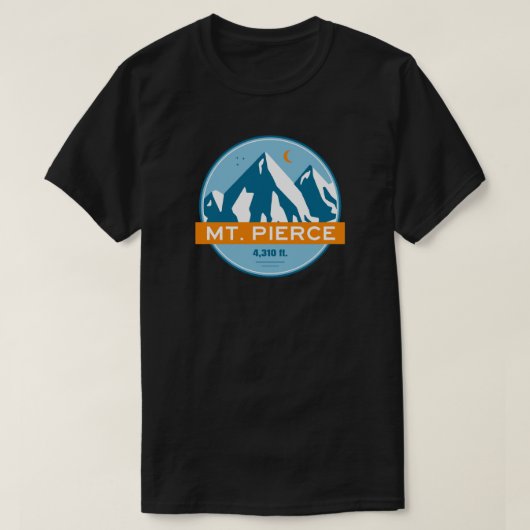 星と月のニューハンプシャー州ピアース山 Tシャツ (デザイン正面)