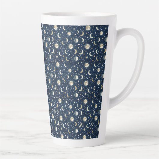 星と月のパターン カフェラテマグ (右)
