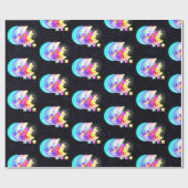 星と月のホログラフィックキツネ ラッピングペーパー (フラット)