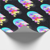 星と月のホログラフィックキツネ ラッピングペーパー (角)